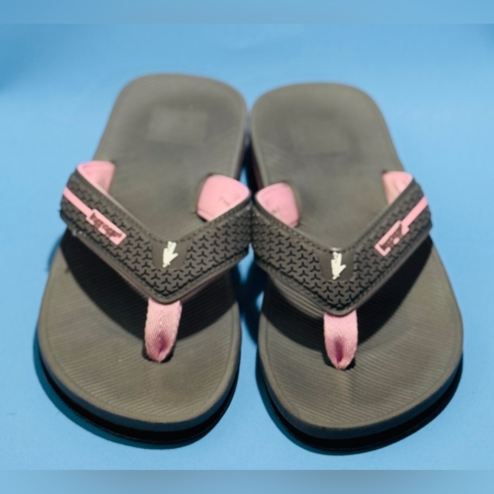 Frogg Togg Flipped Out 2 Thong Sandals Black with Pink Accent Women's US 7 *Nice